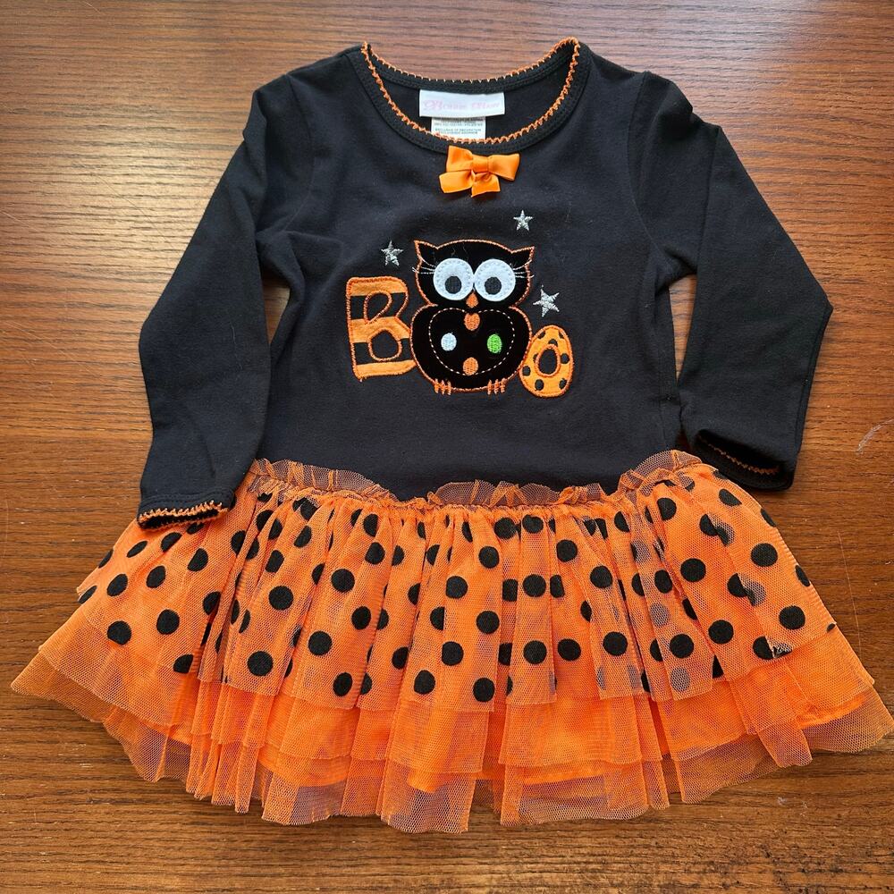 Bonnie Baby Girls 18m Halloween Tutu Dress Black Orange Owl Boo